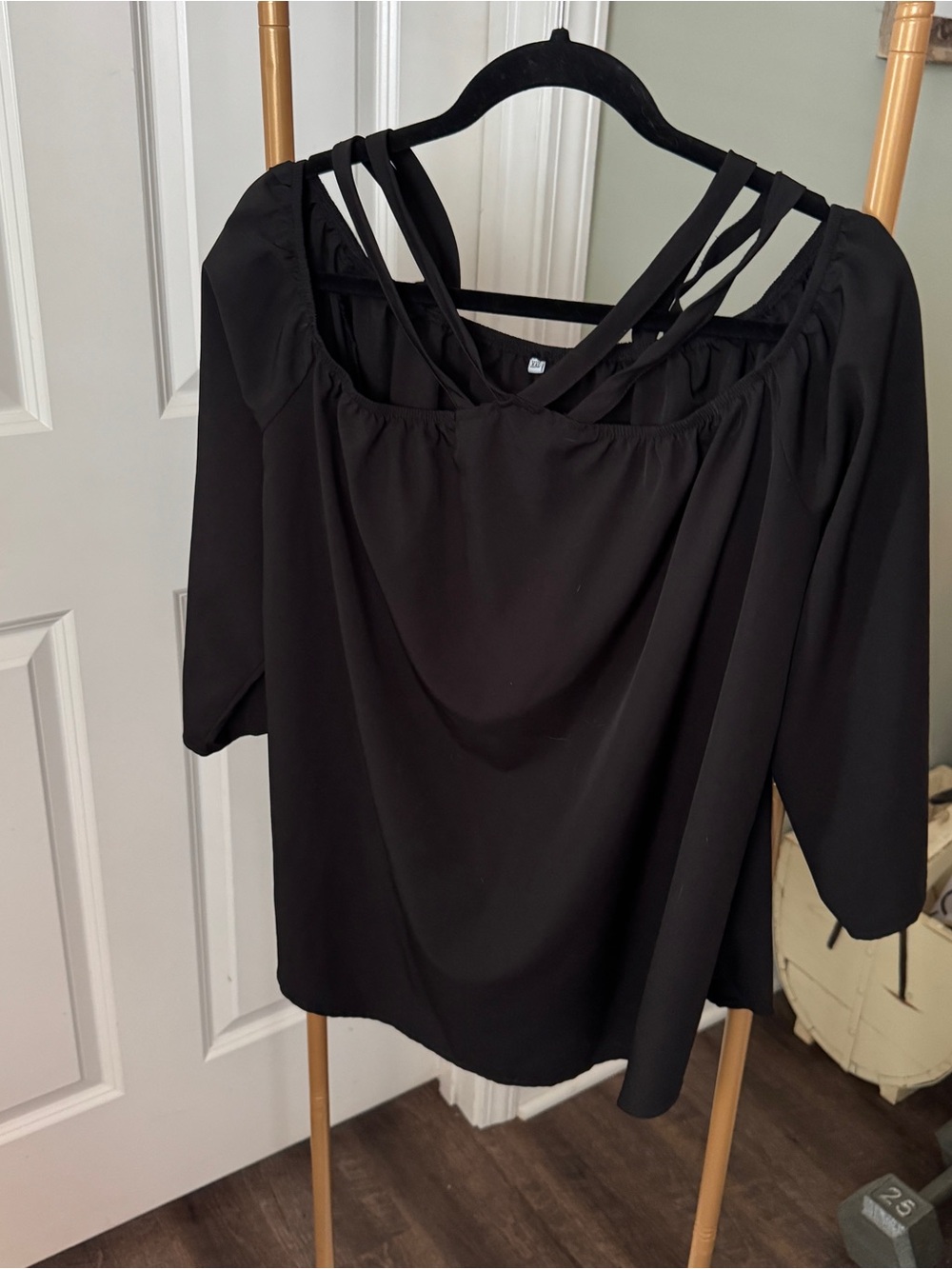 Women's Black Strappy Off-Shoulder Blouse